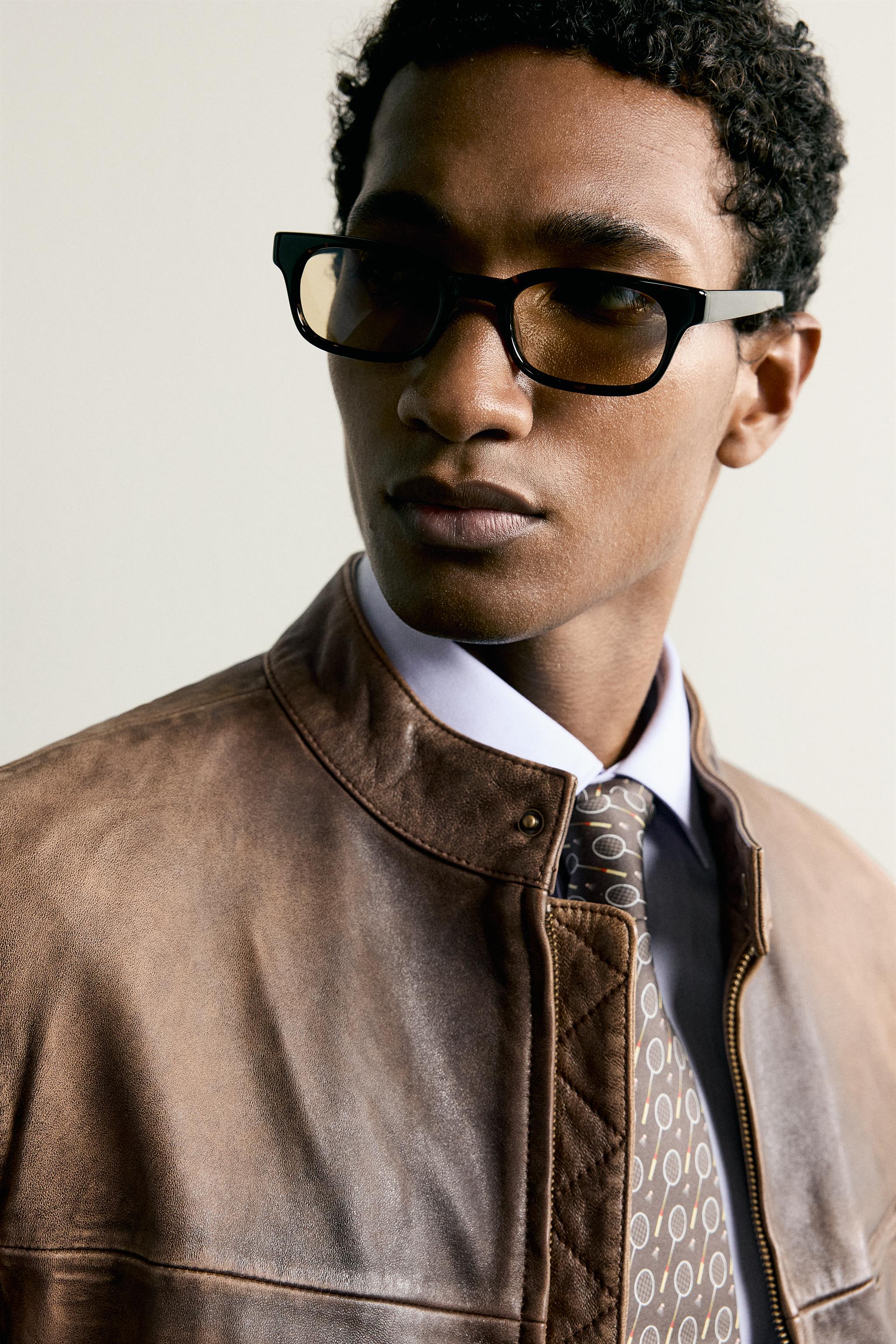 Мужские куртки Zara WASHED LEATHER BIKER JACKET — фото 5