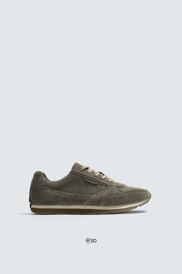 TENIS PIEL CASUAL - Gris de Zara