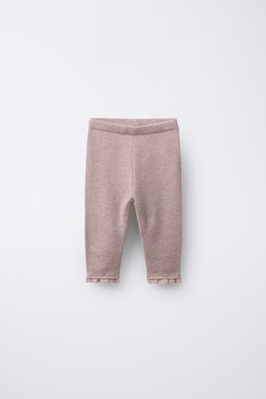 KNIT LACE TRIM LEGGINGS - Light pink by Zara