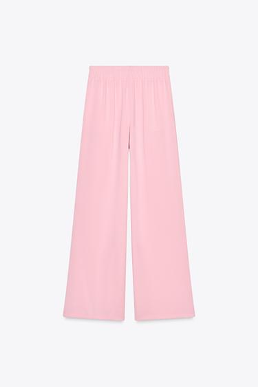 PANTALÓN CREPE WIDE LEG - Rosa de Zara