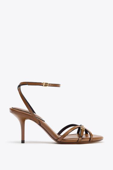 STRAPPY HEELED SANDALS - Brown by Zara
