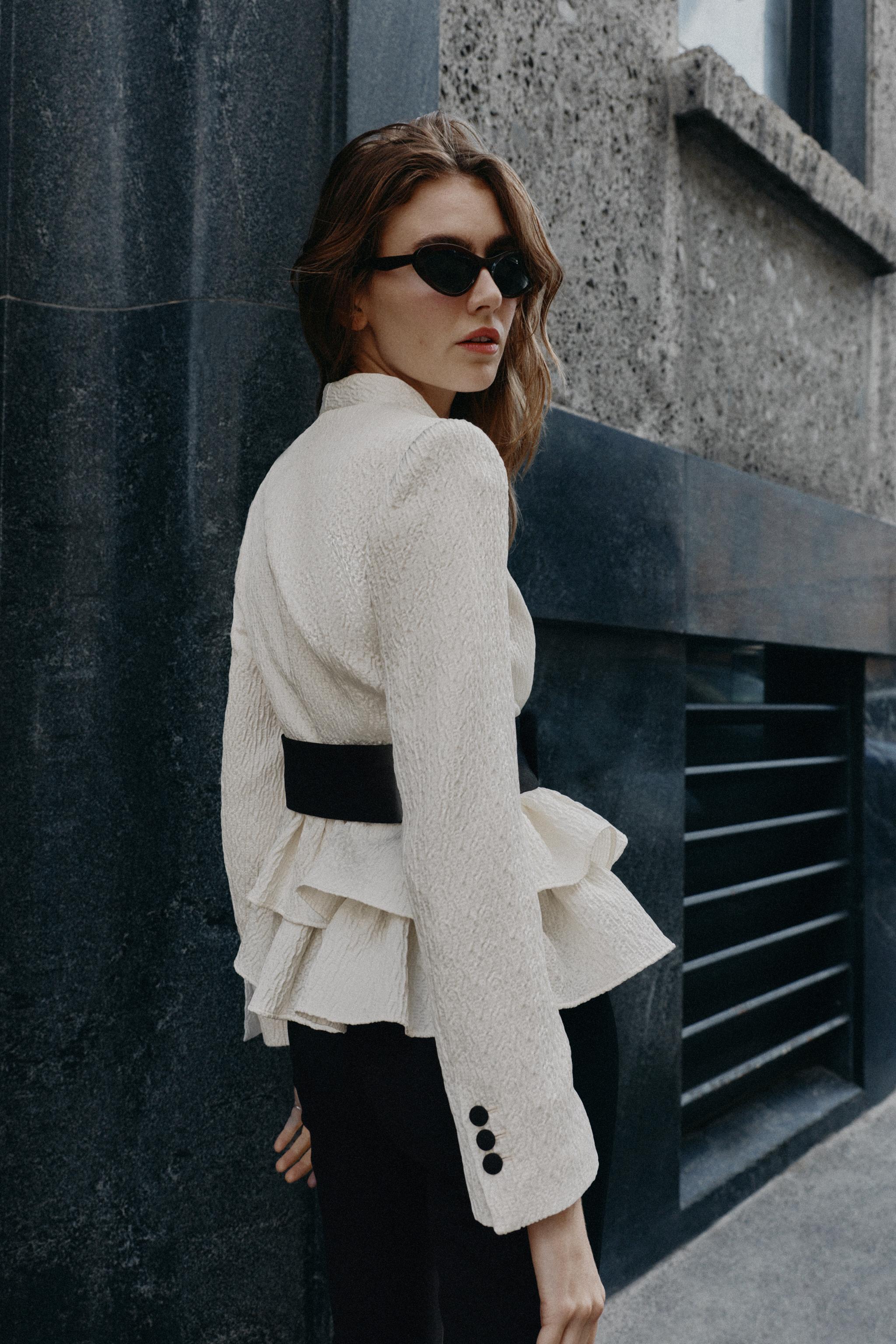 BELTED PEPLUM BLAZER