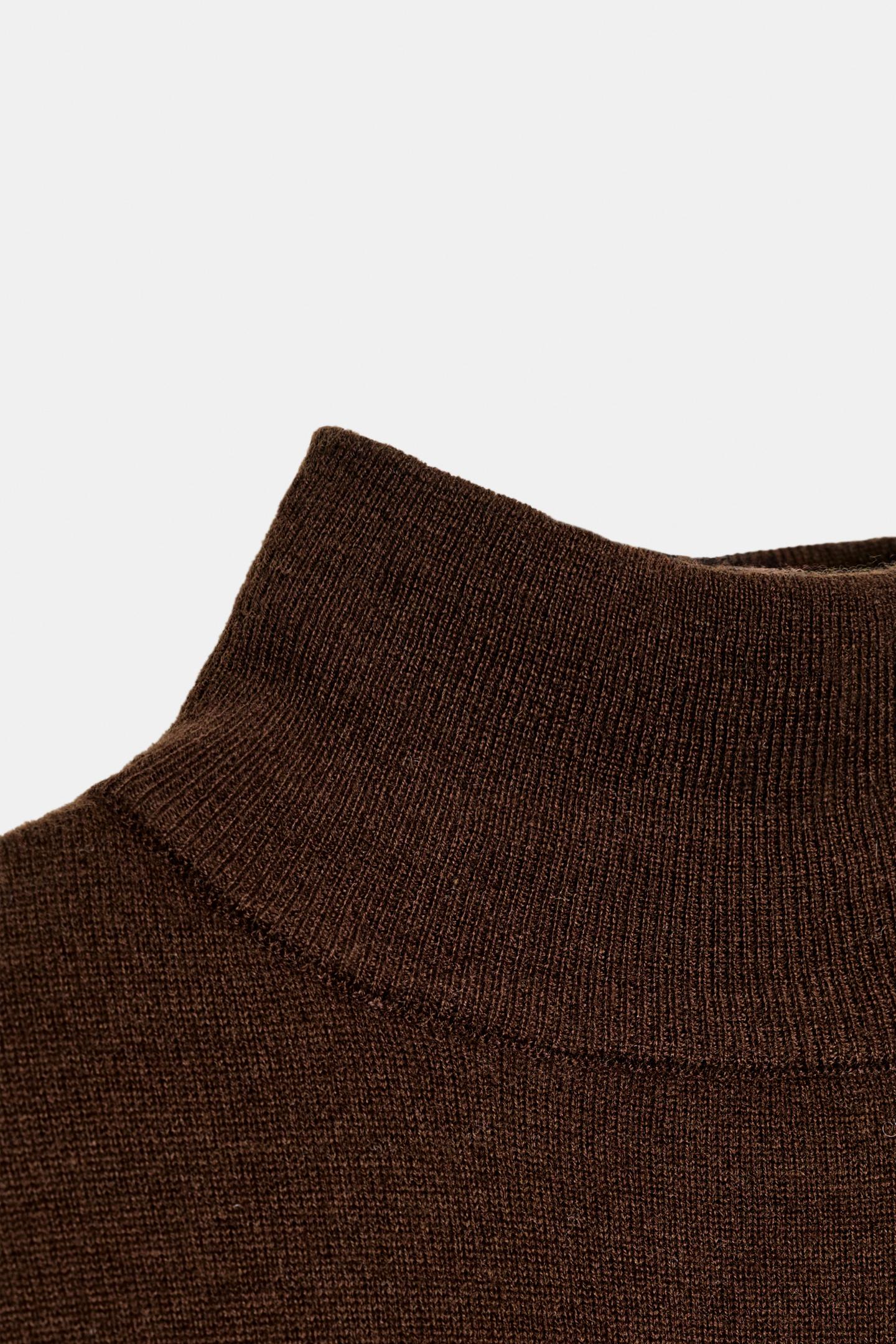 Женский свитер Zara 100% Extra Soft Wool Jumper, цвет: Коричневый — фото 7