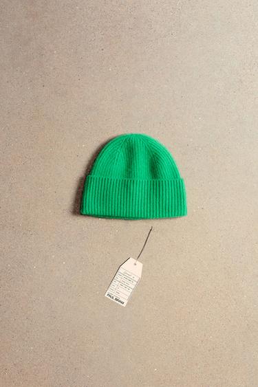 Zaras BEANIE 100% KASHMIR AARON LEVINE X ZARA - Grön - Bild 0