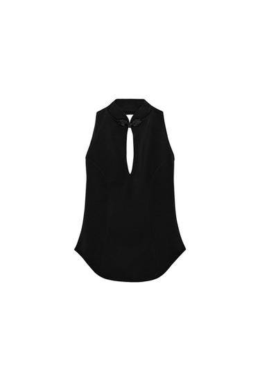 HALTER NECK TOP WITH FROG FASTENING - Black by Zara
