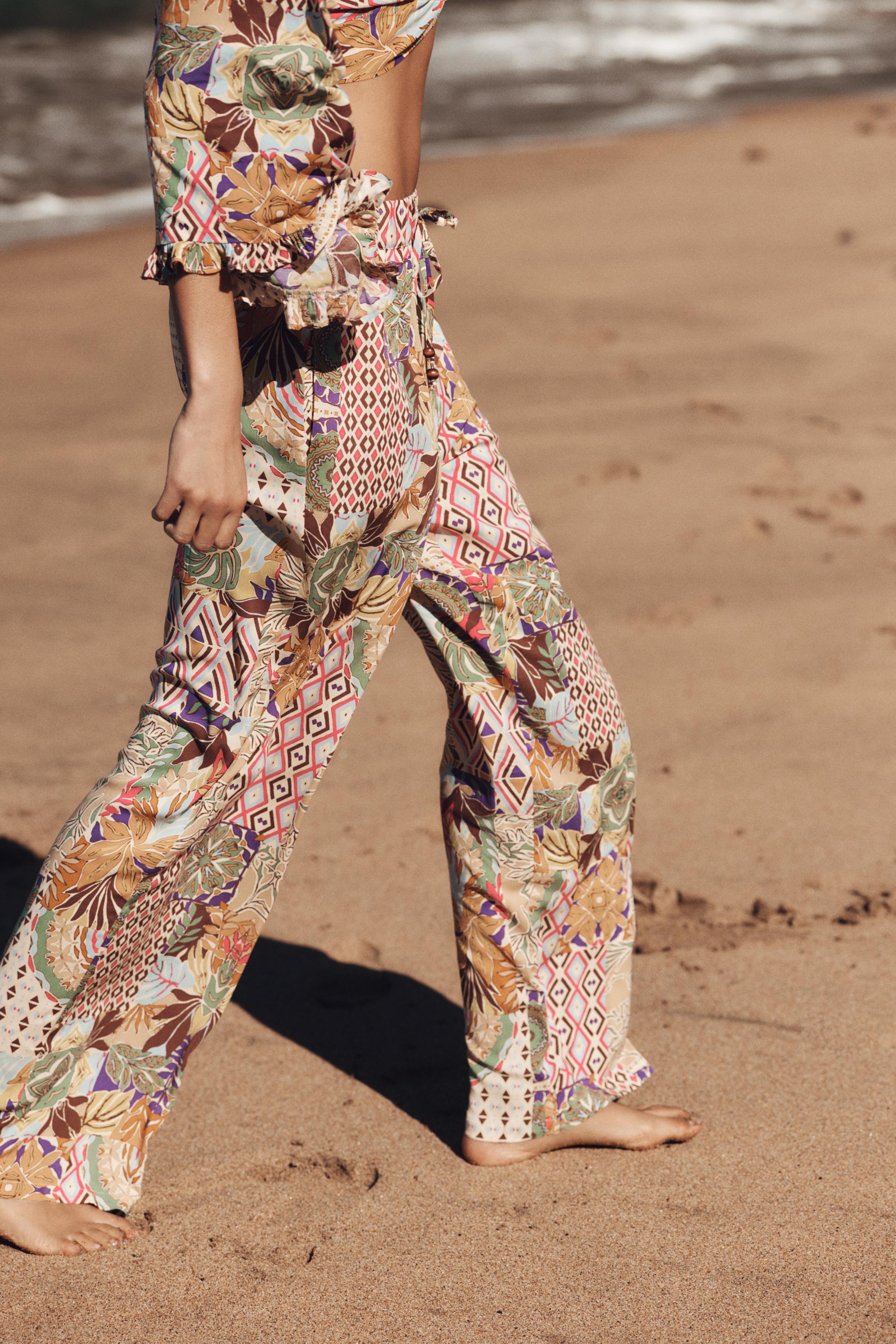 WIDE LEG PRINTED PANTS - Multicolored | ZARA United States WIDE LEG PRINTED PANTS - Multicolored | ZARA United States