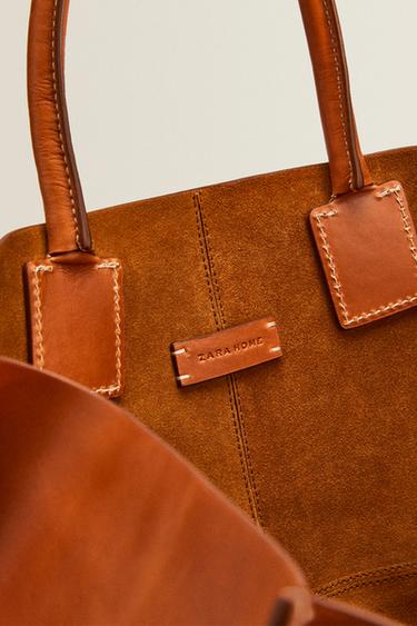 LEATHER TOTE BAG - Brown by Zara - Image 4