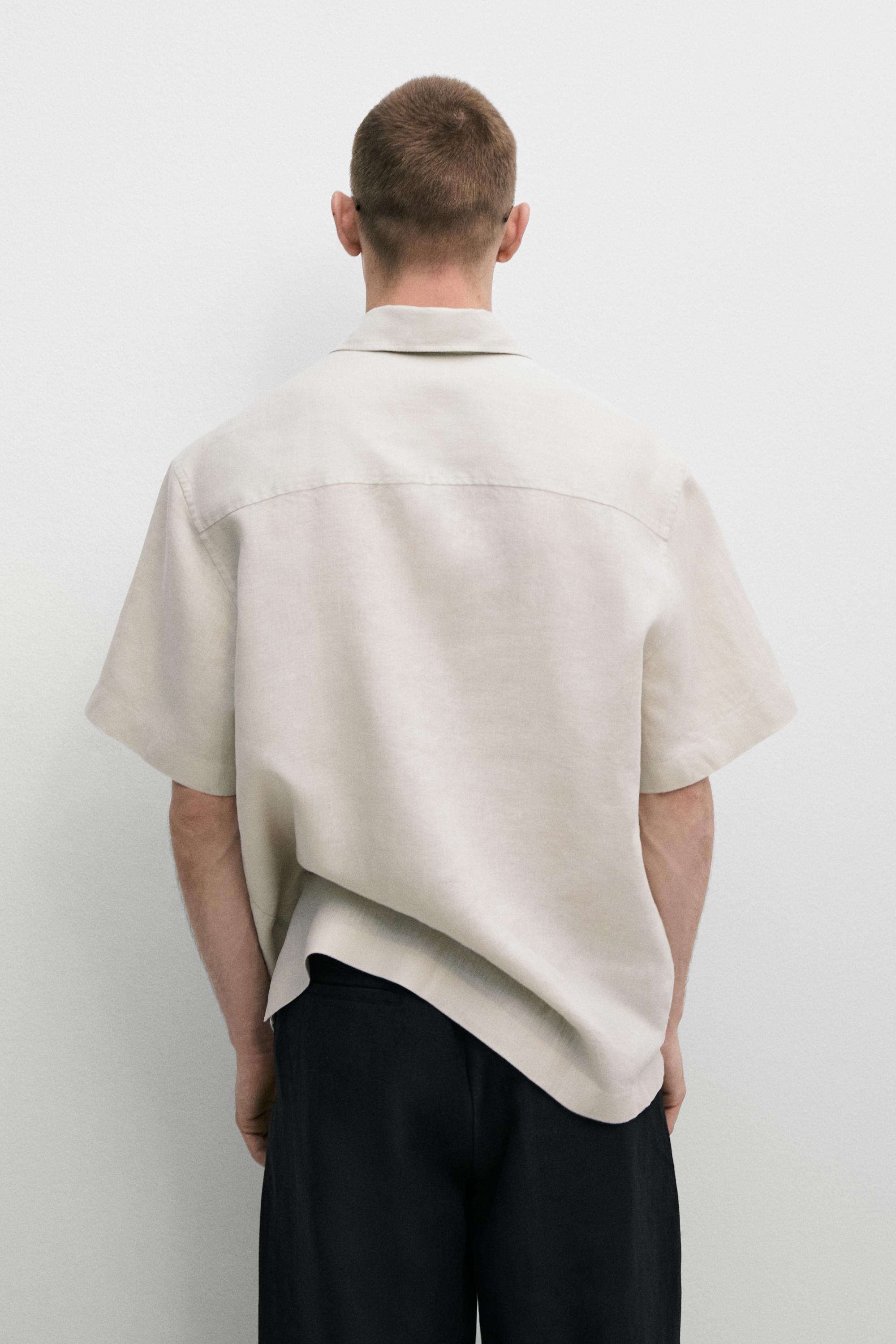 100% linen regular fit short sleeve shirt
