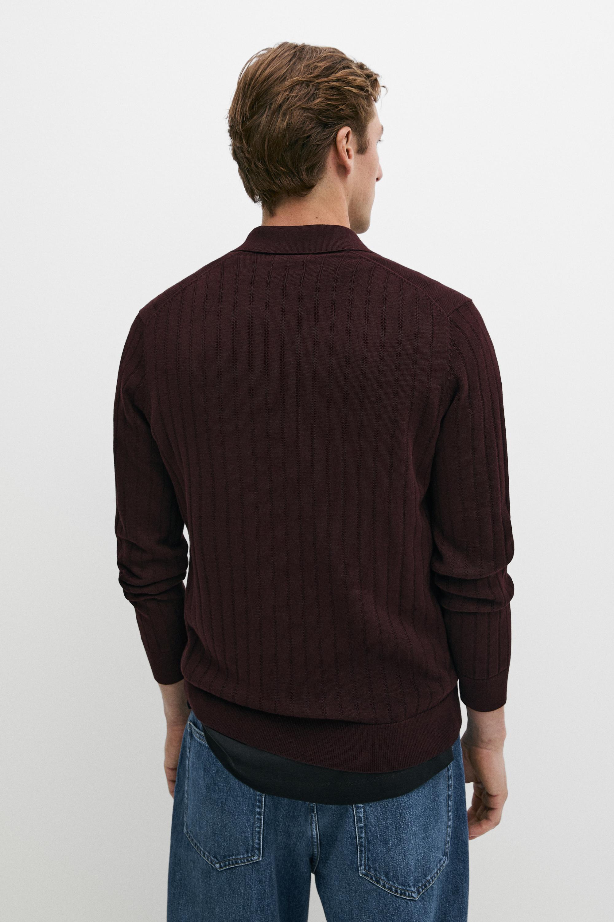 100% Cotton Knit Polo Sweater