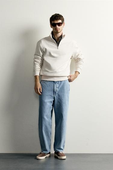 SUDADERA CUELLO CREMALLERA BÁSICA - Blanco roto de Zara