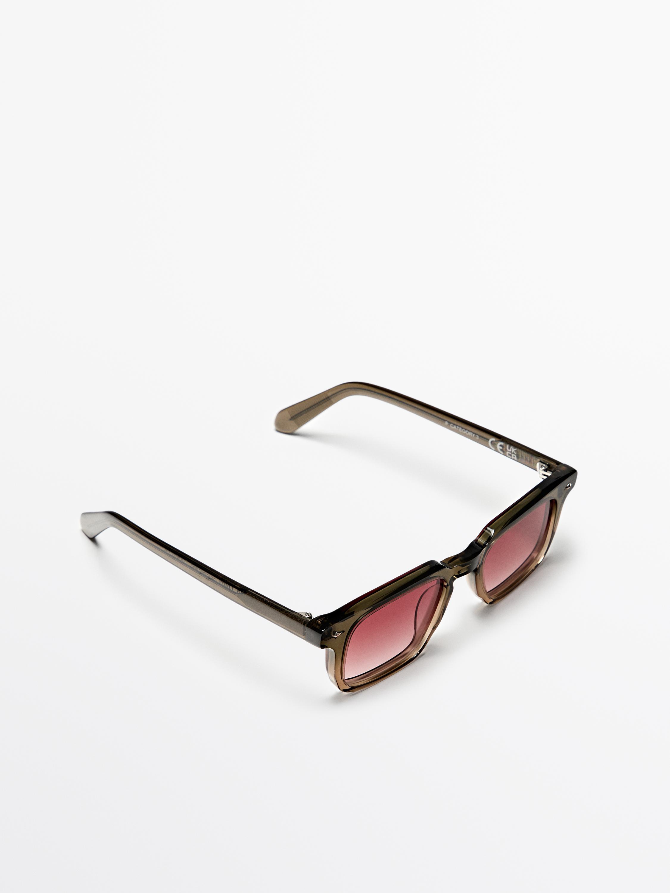 Narrow rectangular sunglasses — Black gold