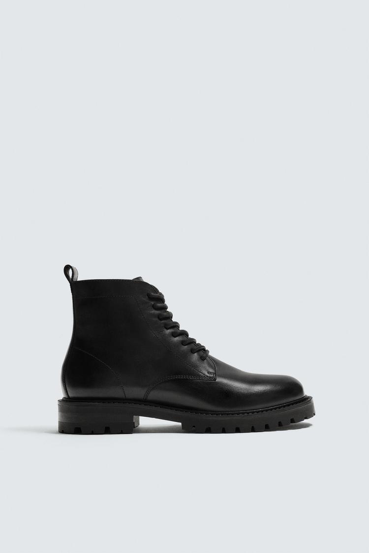 ZARA LEATHER LACE-UP BOOTS