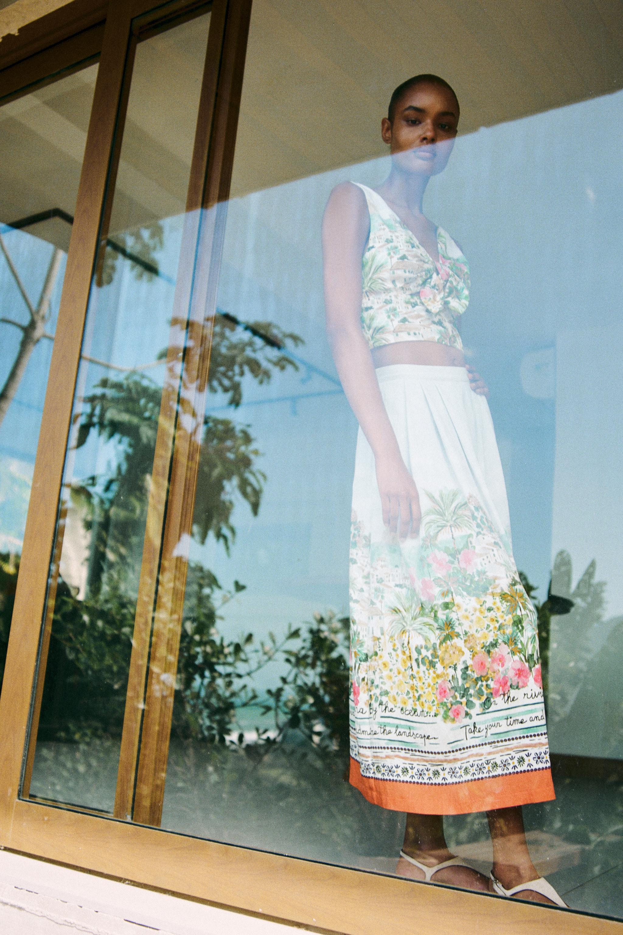 PRINTED MIDI CAPE SKIRT - Multicolored | ZARA United States