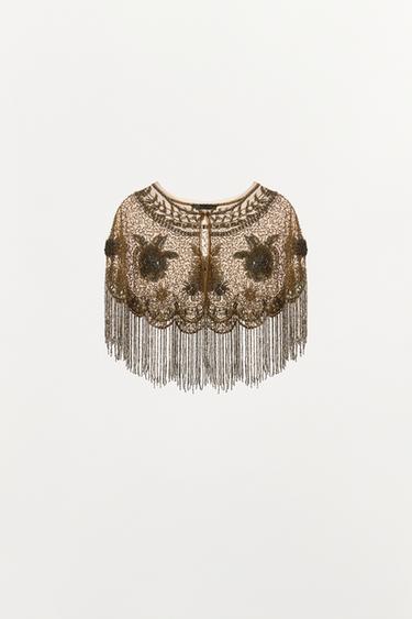 CAPE BRODERIES FANTAISIE FRANGES - Argent de Zara - Image 4