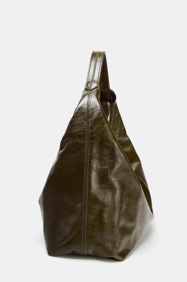 OVAL LEATHER HANDBAG - Green de Zara - Image 6