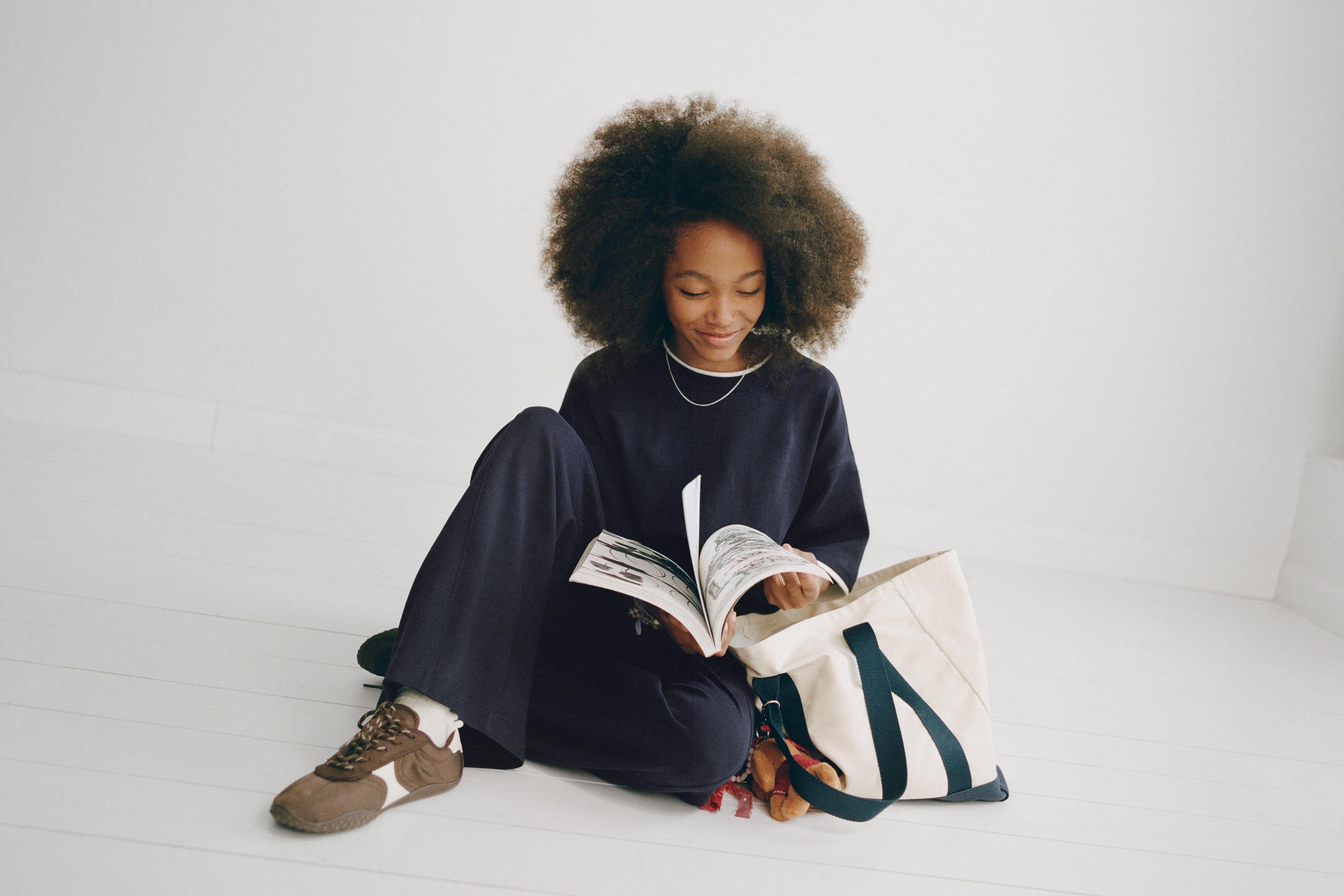 INTERLOCK WIDE LEG PANTS — Navy blue