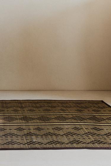 GEOMETRIC SEAGRASS RUG - Black / White by Zara