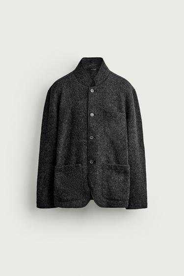 ШЕРСТЯНОЙ БЛЕЙЗЕР СВОБОДНОГО КРОЯ — СЕРЫЙ С МЕЛАНЖЕВЫМ ЭФФЕКТОМ от Zara