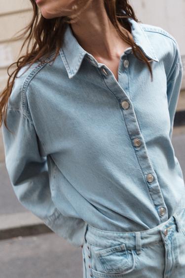 Z1975 DENIM SHIRT - Light blue by Zara