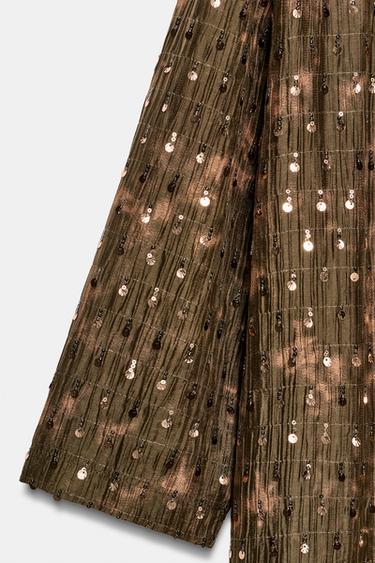 KIMONO LONG PAILLETTES - vert kaki foncé de Zara - Image 2