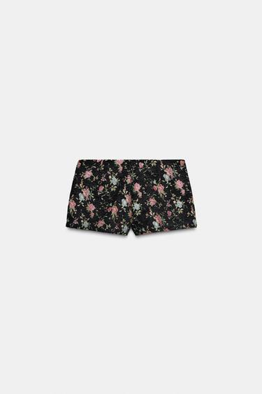 FLORAL JACQUARD MINI SHORTS - Black by Zara - Image 5