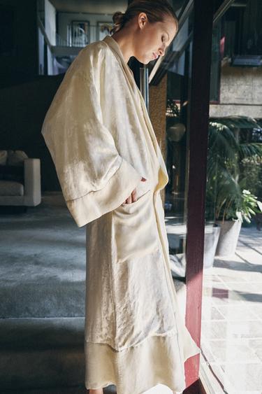 Zara JACQUARD LINEN BLEND COAT LIMITED EDITION - Vanilla