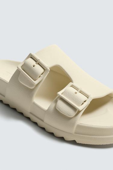 RUBBERISED DOUBLE-STRAP SANDALS - Creamy White by Zara - Image 5