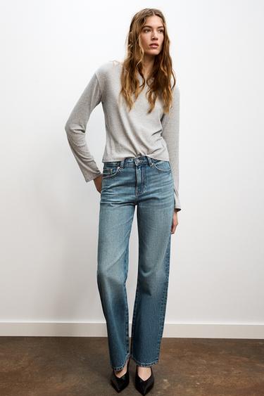 JEANS Z.03 STRAIGHT TIRO ALTO LONG LENGTH - Azul de Zara