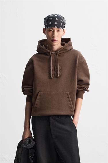 SWEATSHIRT MET COMBI-PATCHES - Bruin van Zara
