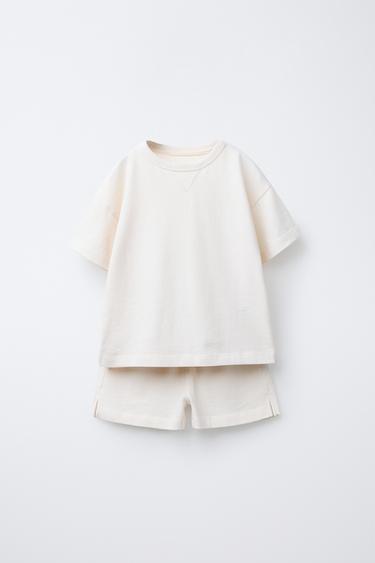PLAIN T-SHIRT AND BERMUDA SHORTS SET - Ecru by Zara