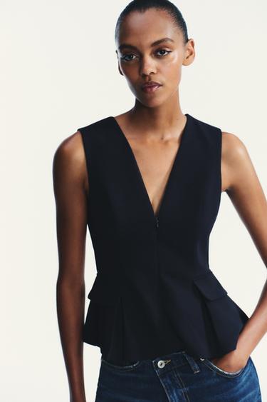 TOP PÉPLUM - Bleu marine foncé de Zara - Image 2