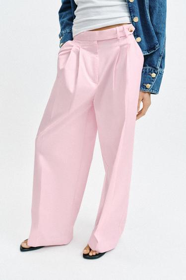 بنطلون واسع ببنسات - وردي by Zara