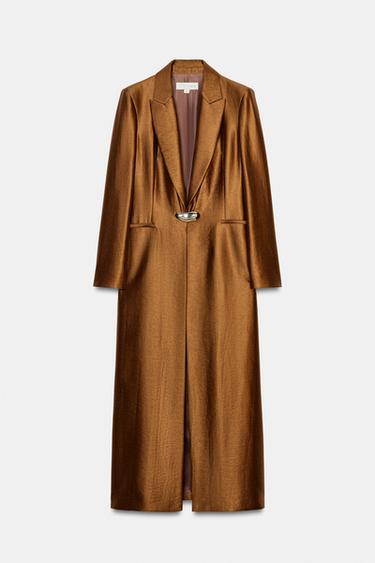 LONG VISCOSE BLEND BLAZER WITH METAL DETAIL - Copper by Zara