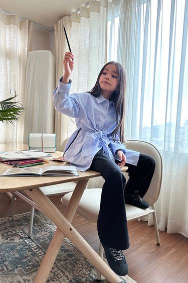 ĐẦM DÁNG SƠ MI THẮT NÚT - Màu xanh nhạt từ Zara