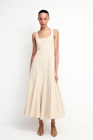 ZW COLLECTION MIDI DRESS - Ecru by Zara