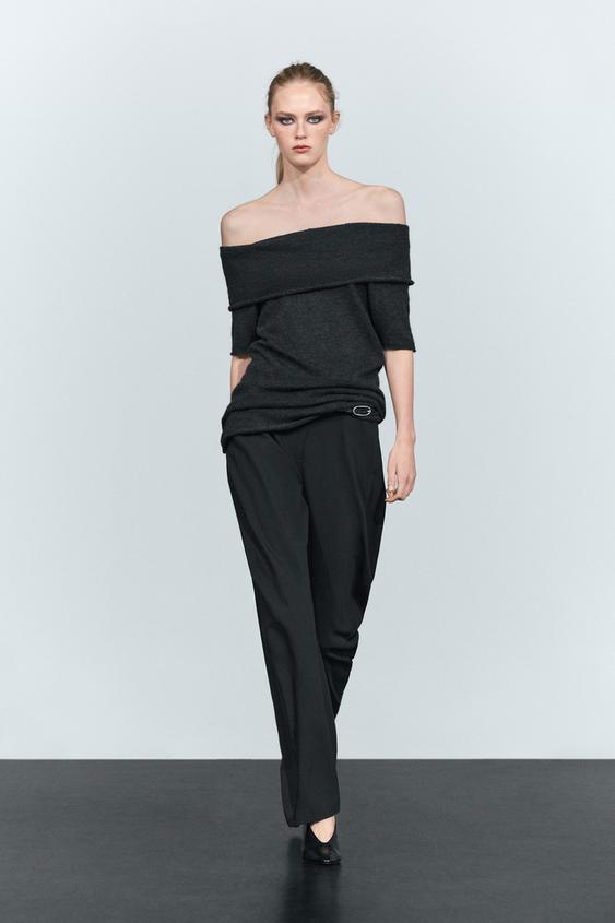 Top drapeado escote hombros - Negro de Zara - Imagen 0