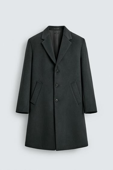 REGULAR FIT WOOL COAT - Green by Zara