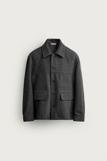 Zara REGULAR FIT VILLANE POOLMANTEL - Dark grey