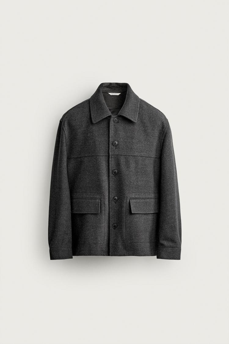REGULAR FIT WOOL EFFECT 3/4 LENGTH COAT