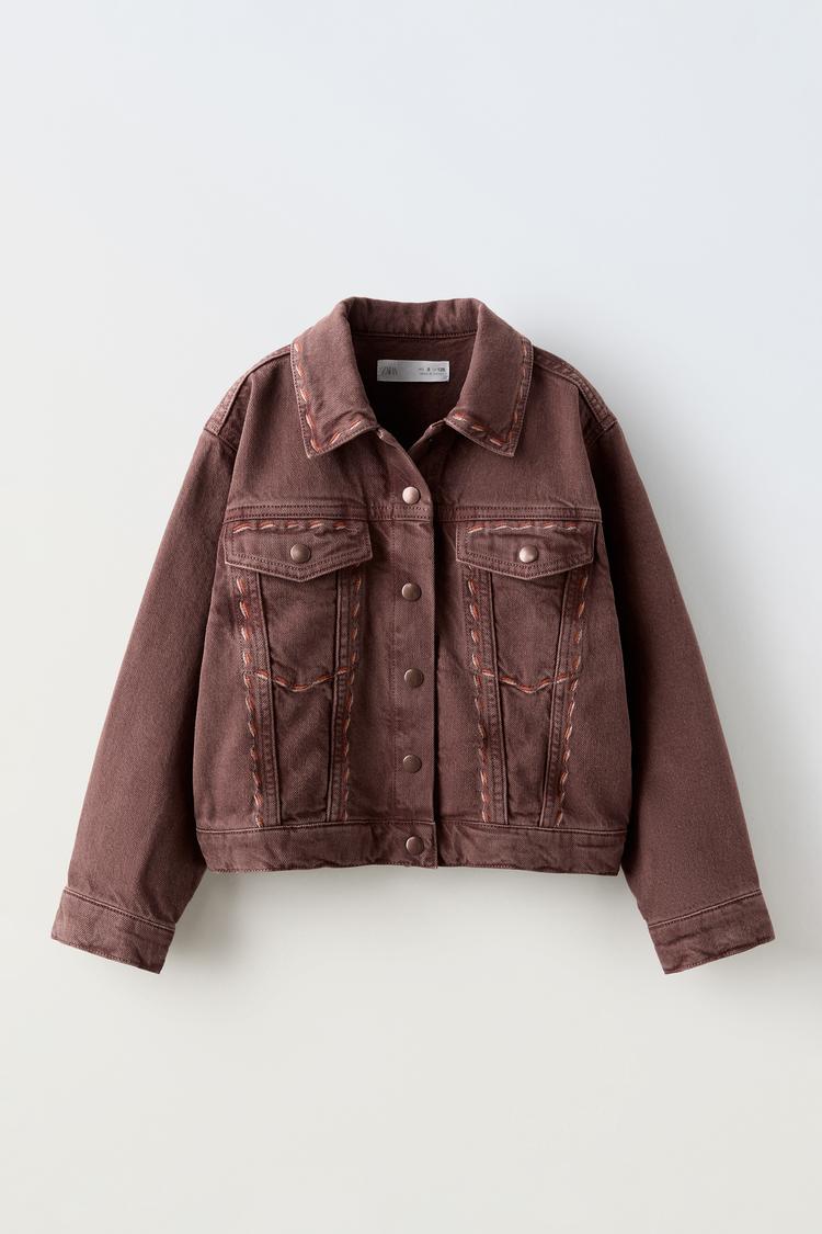 エンブロイダリージャケット - ブラウン | ZARA Japan / 日本 