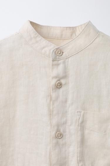 CHEMISE 100% LIN - Beige clair de Zara - Image 3