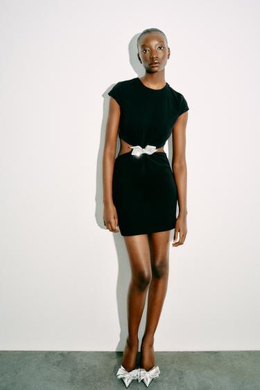 ROBE AJOURÉE LACET BIJOUX - Noir de Zara - Image 0