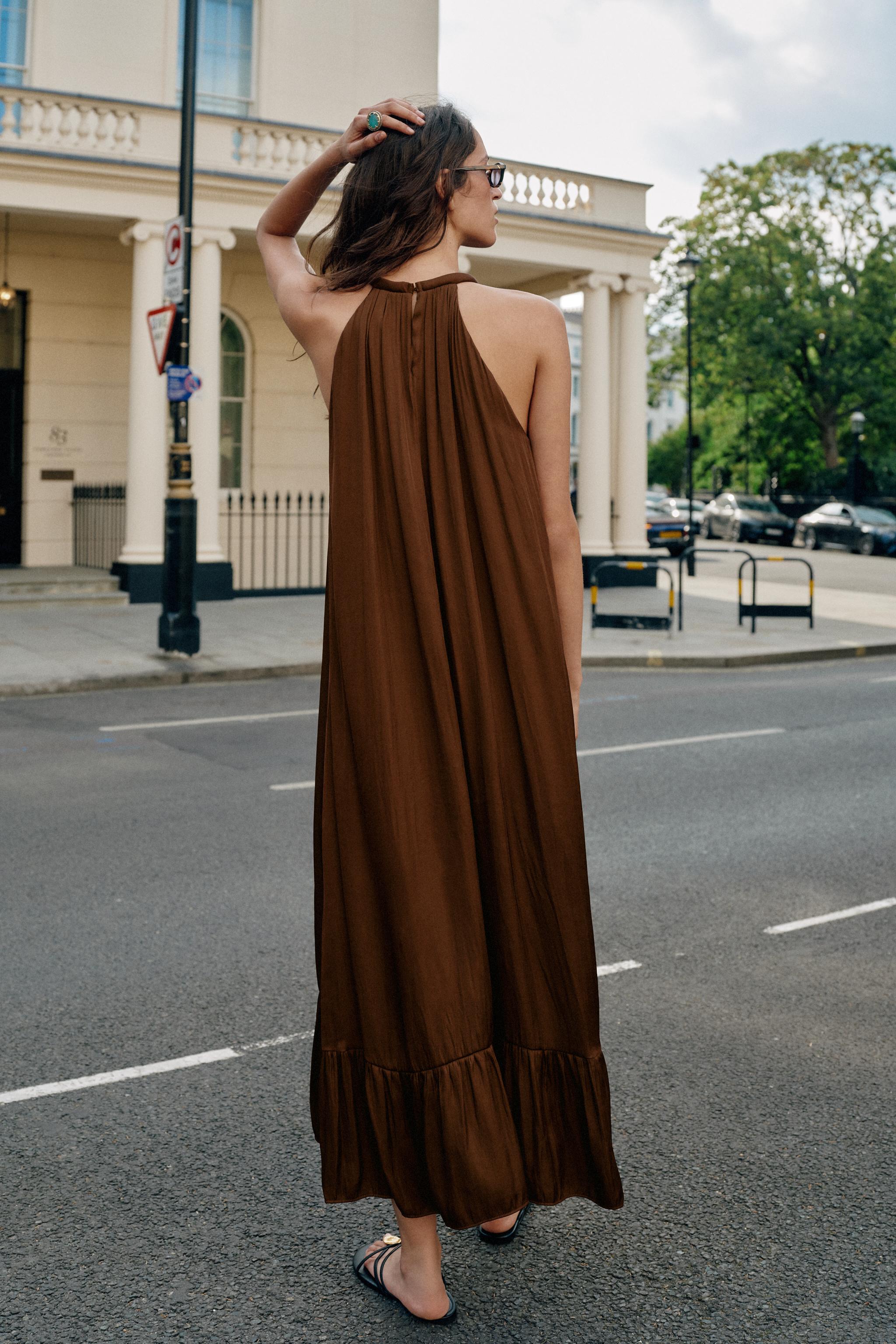 ASYMMETRIC SATIN MIDI DRESS