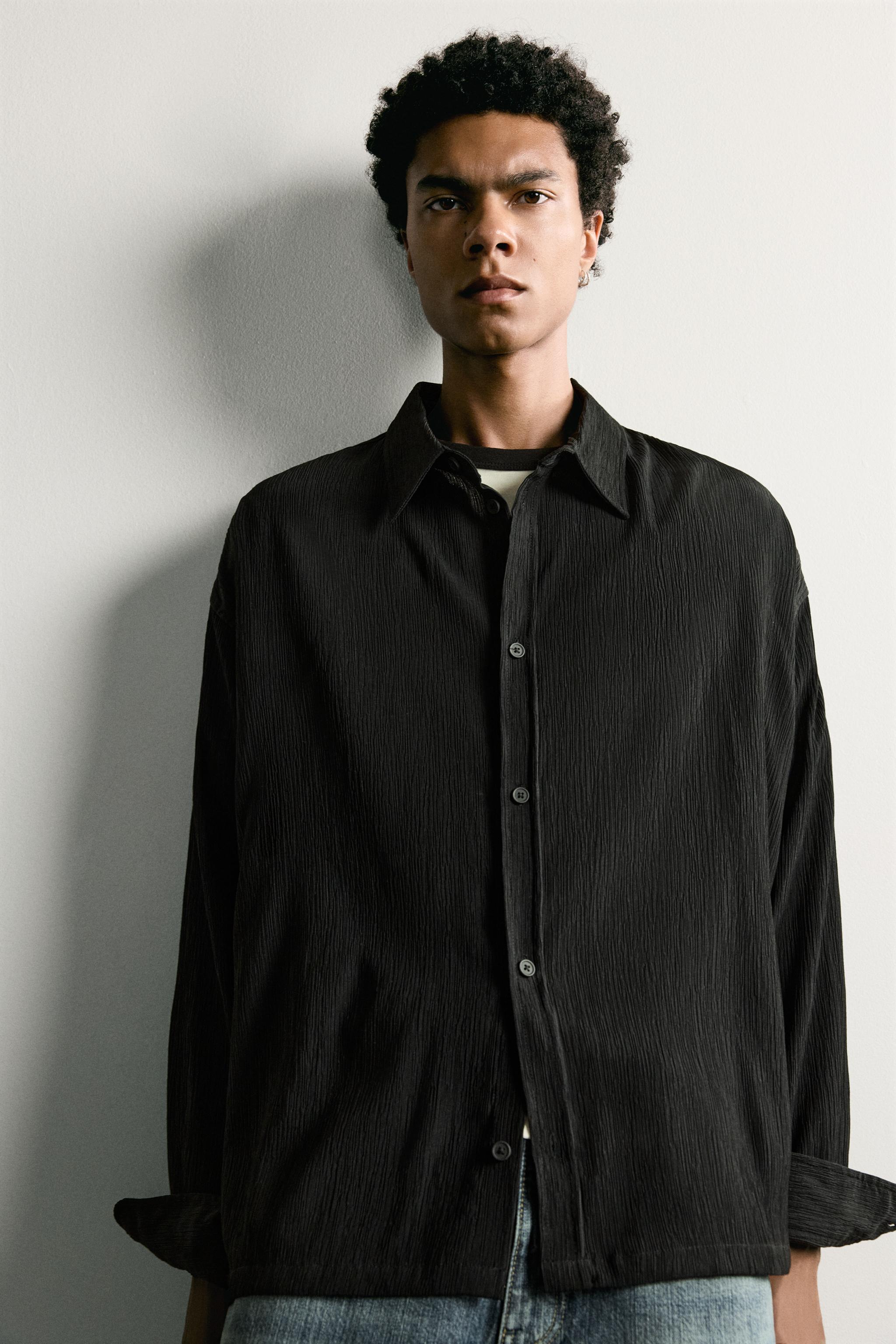 RELAXED FIT TEXTURED OVERSHIRT