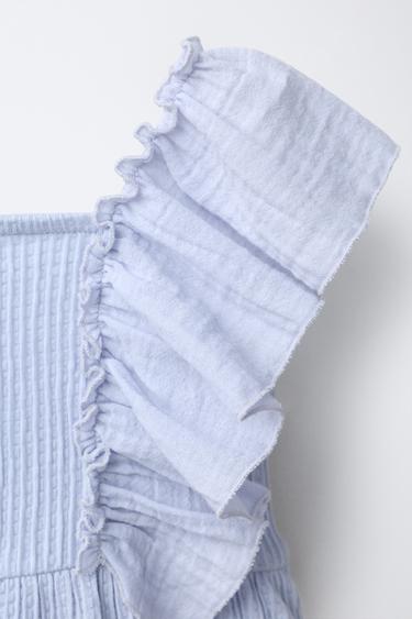 ROBE TEXTURÉE BIMATIÈRE - Bleu clair de Zara - Image 2