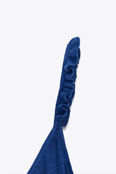 TOP EN MAILLE À BRETELLES ET VOLANTS - Bleu roi de Zara - Image 7