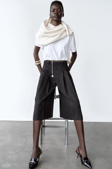 LONG BERMUDA SHORTS WITH CHAIN BELT - Black by Zara - Image 7