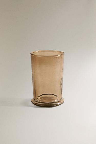 SMOKY TEXTURED GLASS TOOTHBRUSH HOLDER - Brown by Zara