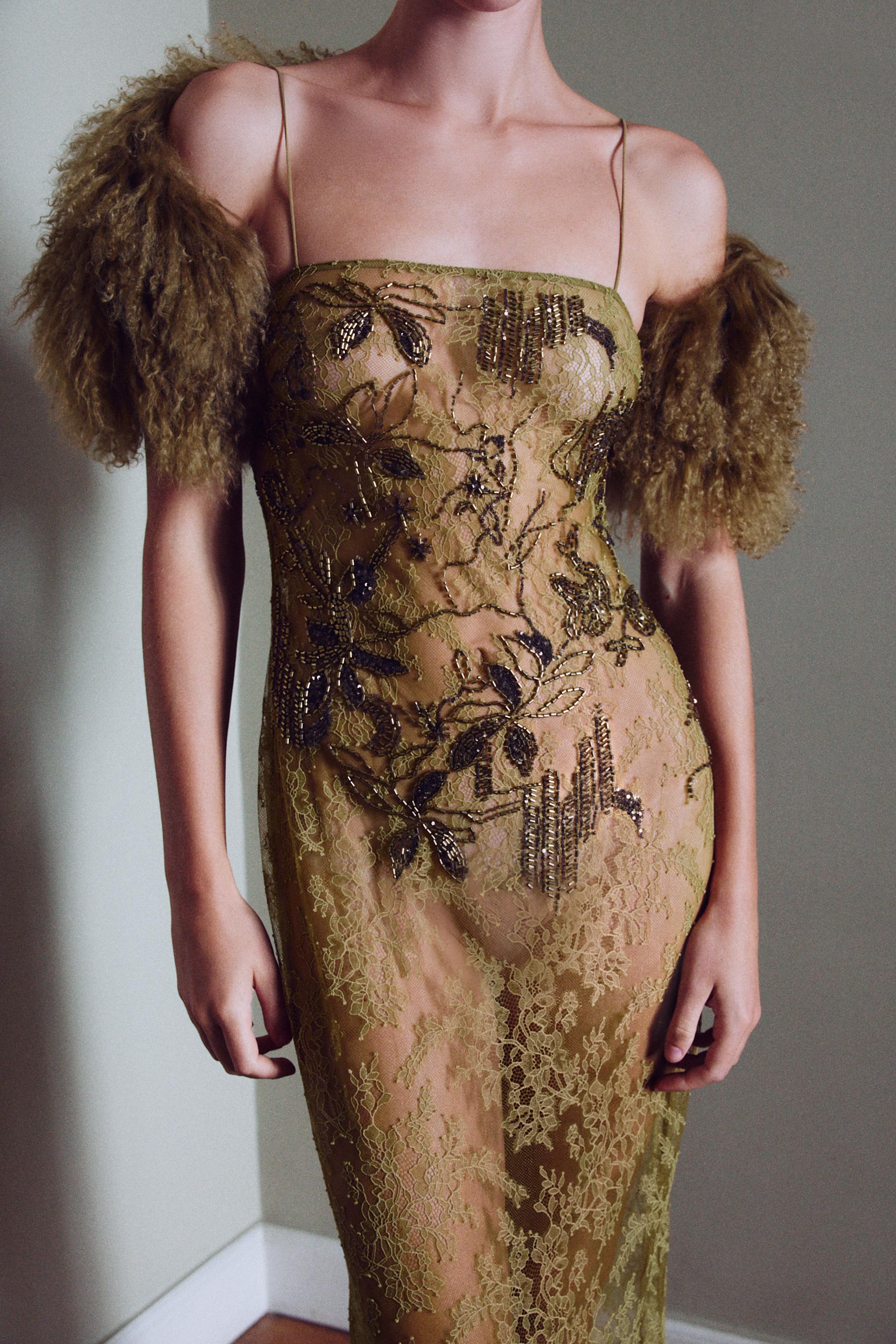 EMBROIDERED BEADED LACE DRESS