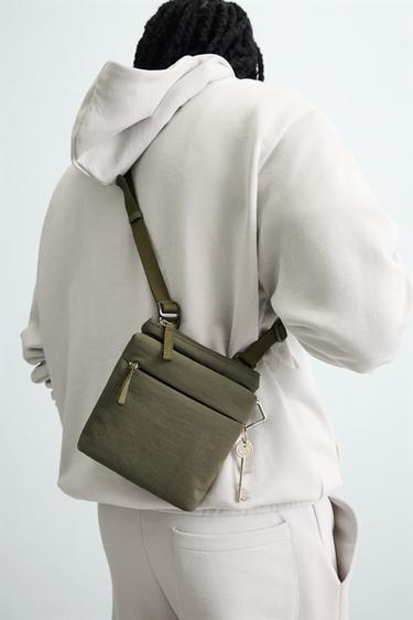 RUBBERISED TEXTURED CROSSBODY BAG - Khaki Green by Zara - Image 0